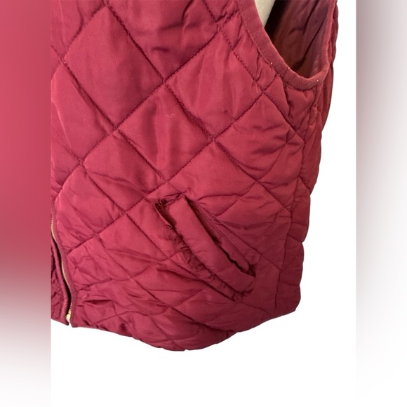 J Crew Mercantile Excursion Quilted Vest Wine Burgundy Maroon Ruffled Size XL - Picture 2 of 7